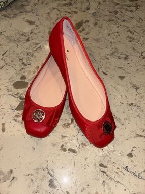 Kate Spade NY  Veronica Red Leather Ballet Flats Shoes Size 9.5M